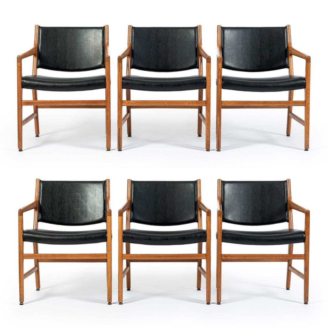 Hans J. Wegner JH507 Oak Dining Armchairs for Johannes Hansen (Attr.), Set of 6, Denmark, Circa 1965