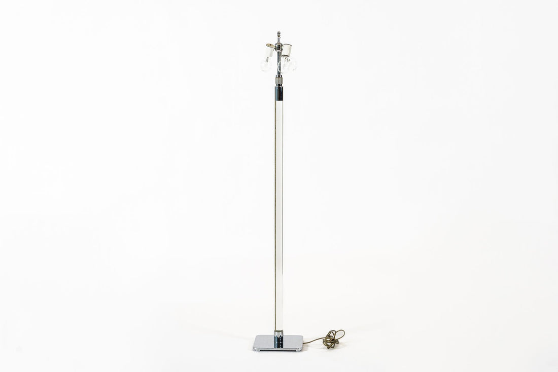 Vintage Mid Century Glass Column & Chrome Floor Lamp by Hansen, 1970s