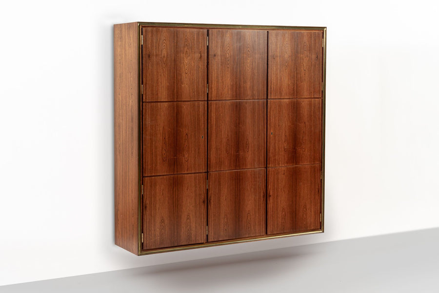 Exceptional Mid Century Danish Floating Rosewood Wall Shelving Cabinet 1950s