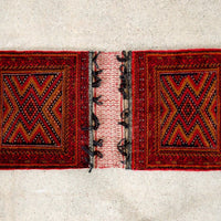 Antique Red Afghan Baluchistan Wool Tribal Saddlebag Rug