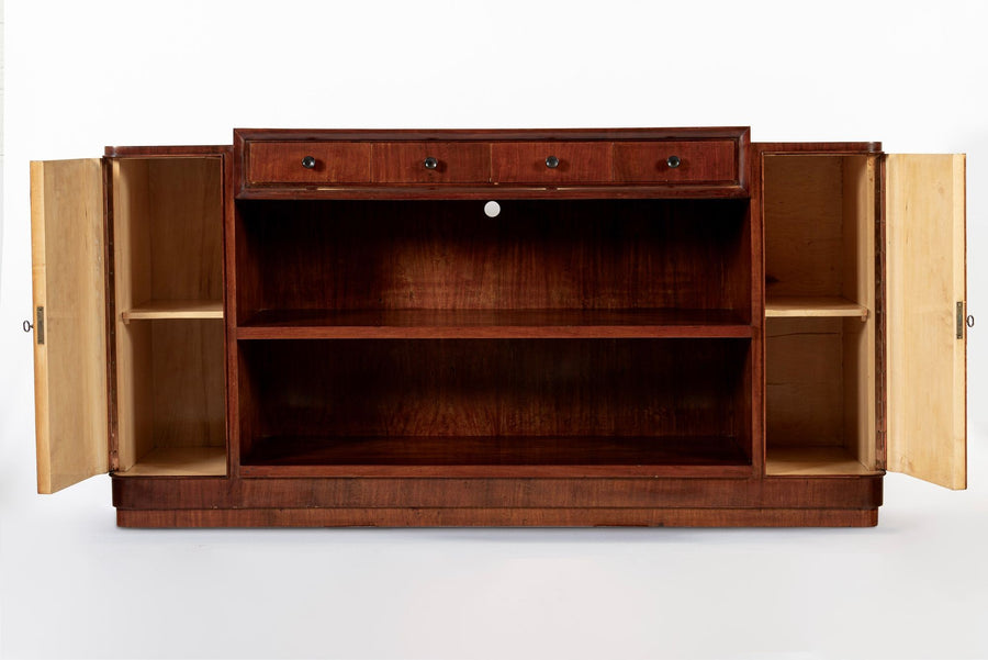 Antique Italian Art Deco Wood Sideboard Credenza or Bar Cabinet 1940s