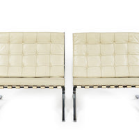 Mid Century Cream Barcelona Chairs by Mies van der Rohe for Knoll, 1980s