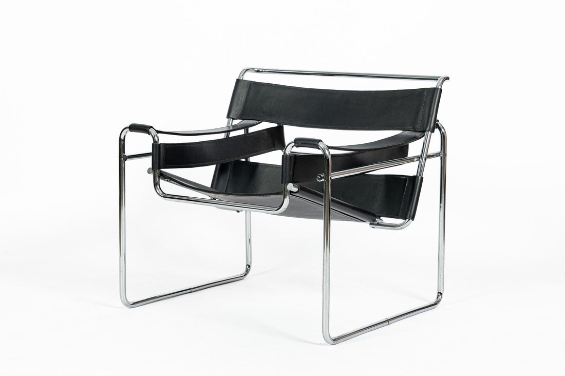Vintage Mid Century Black Wassily Chair by Marcel Breuer (attr.) 1970s