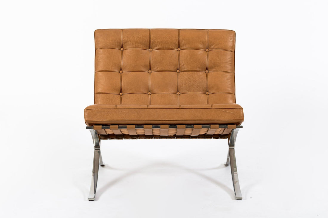 Mid Century Brown Leather Barcelona Chair by Mies van der Rohe for Knoll, 1983