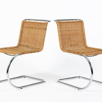 Mies van der Rohe MR10 Cane and Chrome Cantilever Dining Chairs for Stendig, Bauhaus Pair