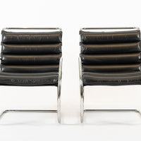 Mid Century MR Black Leather Arm Chairs by Mies van der Rohe for Knoll