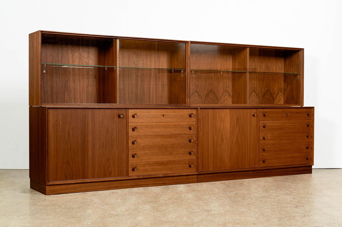 Pair of Swedish Mid-Century Modern Teak Bookcase Display Cabinets, 1960s