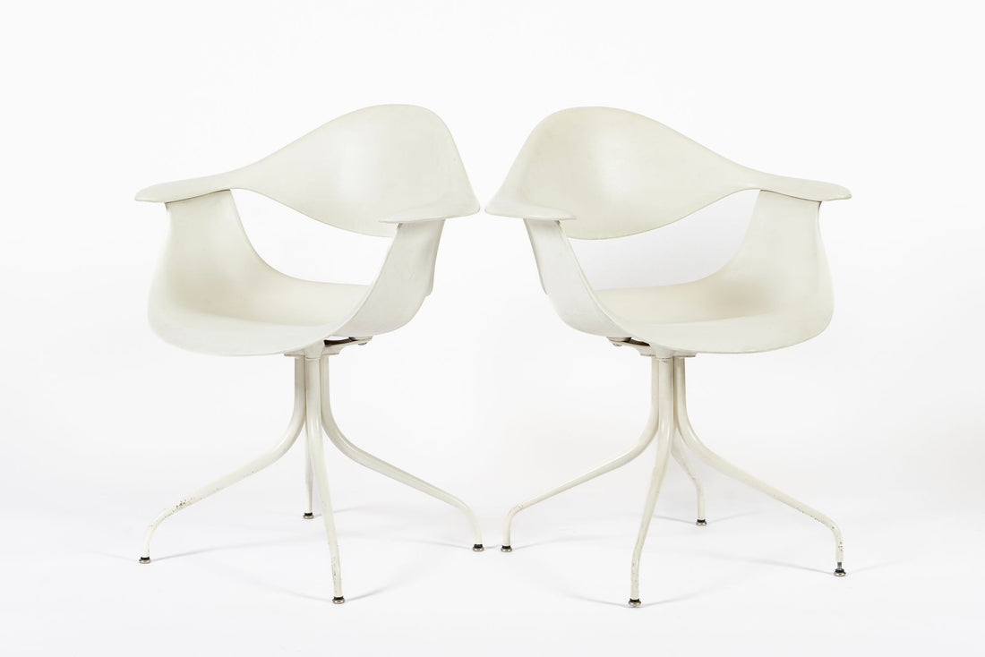 Mid Century White Swag Chairs by George Nelson for Herman Miller