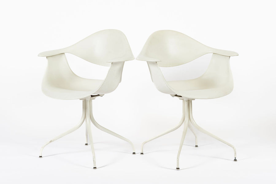 Mid Century White Swag Chairs by George Nelson for Herman Miller