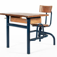 Vintage Antique Wood & Metal Child’s School Desk and Chair in the Style of Jean Prouvé