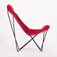 Vintage Mid Century Red Butterfly Canvas and Metal Chair by Knoll, 1970s