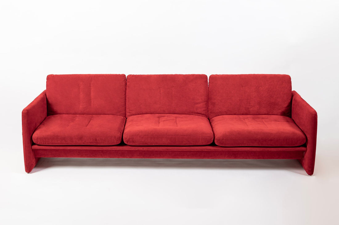 Vintage Italian Modern Red Simone Sofa by Simon International, Italy, Circa 1972
