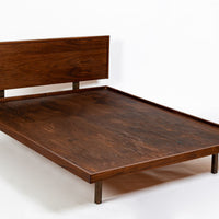 Vintage Mid-Century Walnut Wood Platform Bed by Richard Artschwager (attr.) 1950s
