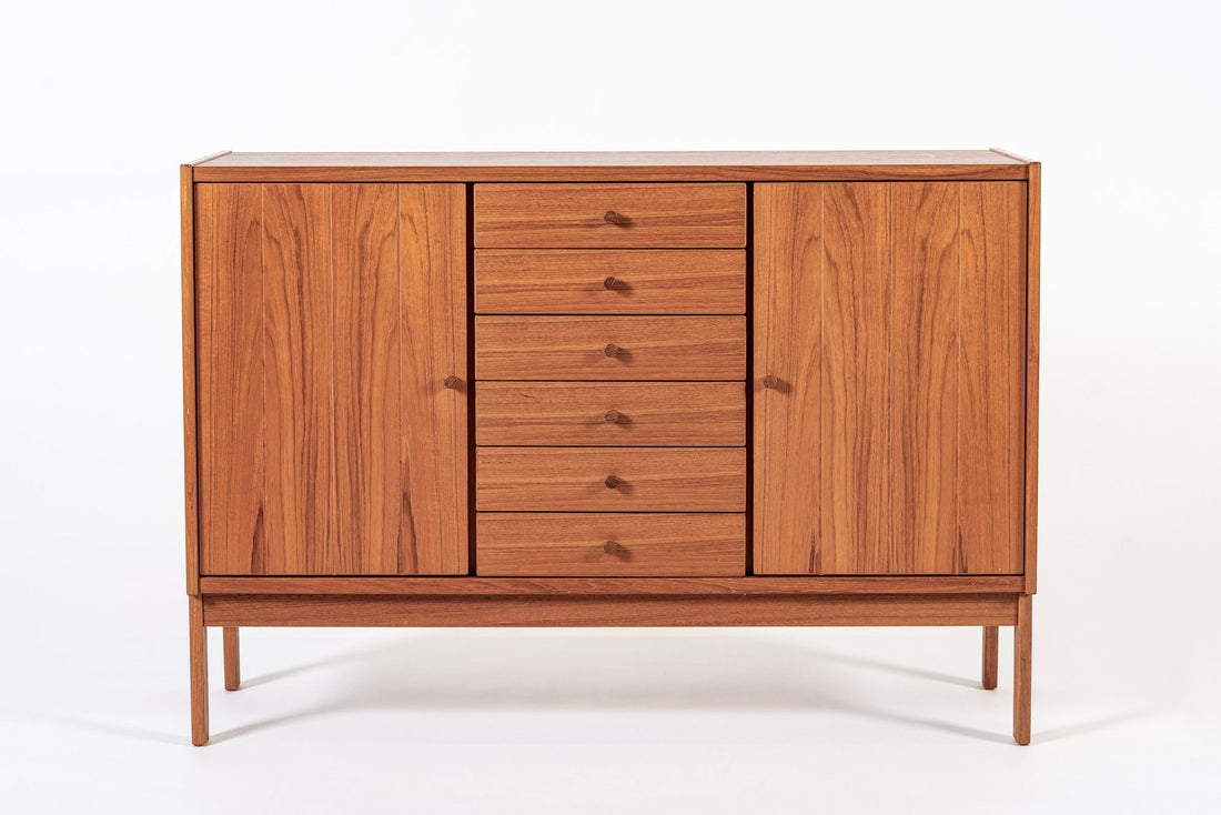 Mid Century Danish Teak Wood Credenza Sideboard Cabinet