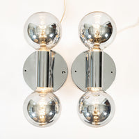 Vintage Mid Century Silver Chrome Wall Sconce Lights by Sonneman