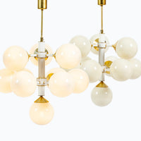 Pair of Mid-Century Modern Sputnik Chandeliers by Szarvasi, Hungary 1970s, 3x Avail