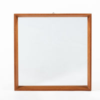 Vintage Mid Century Square Teak Wood Hanging Wall Mirror