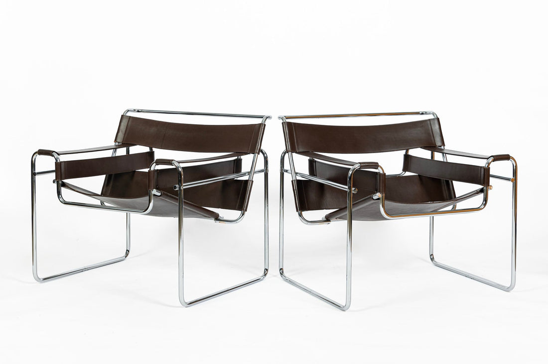 Pair of Mid Century Brown Wassily Chairs by Marcel Breuer for Stendig, 1960s, Labeled