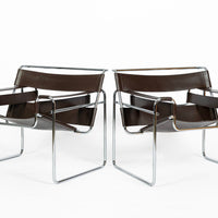 Pair of Mid Century Brown Wassily Chairs by Marcel Breuer for Stendig, 1960s, Labeled
