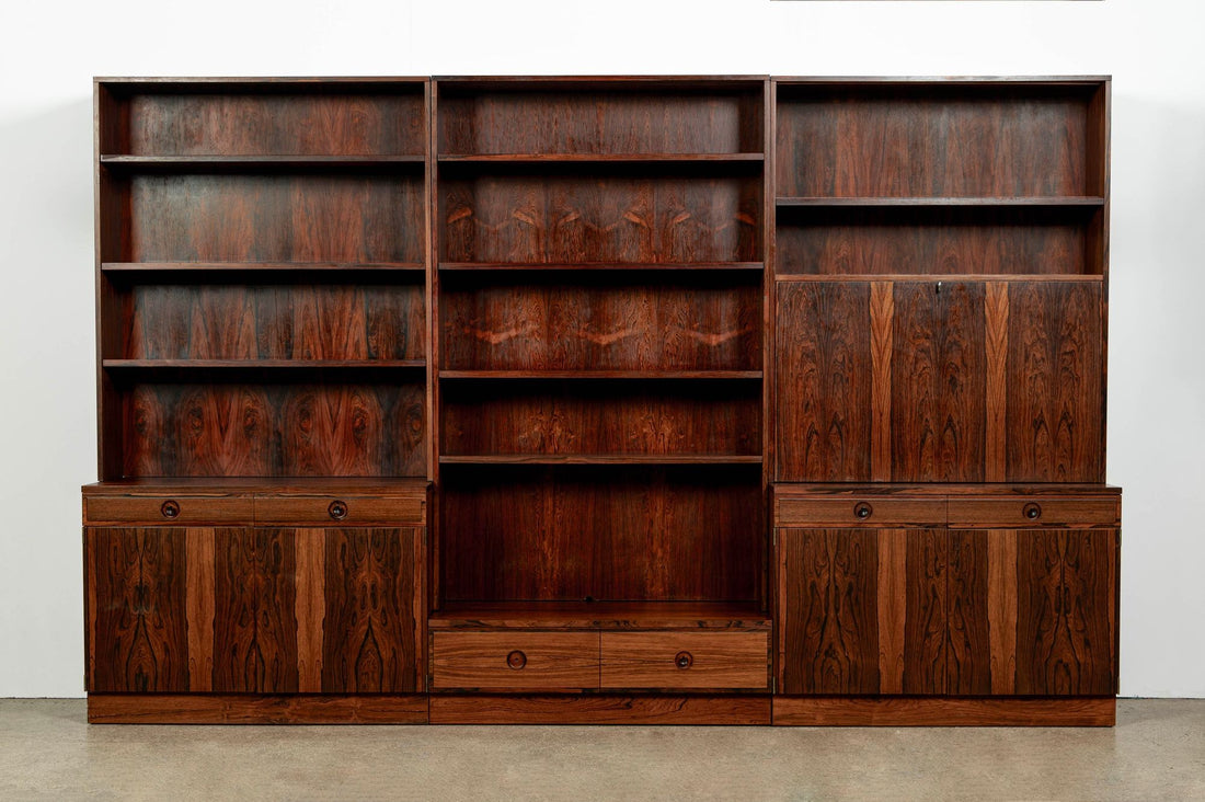 Mid-Century Swedish Rosewood Bookcase Dropdown Wall Unit by Bertil Fridhagen for Bodafors, 1960s