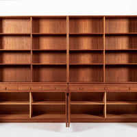 Large Mid Century Swedish Teak Wood Bookshelf Wall Unit by Bodafors