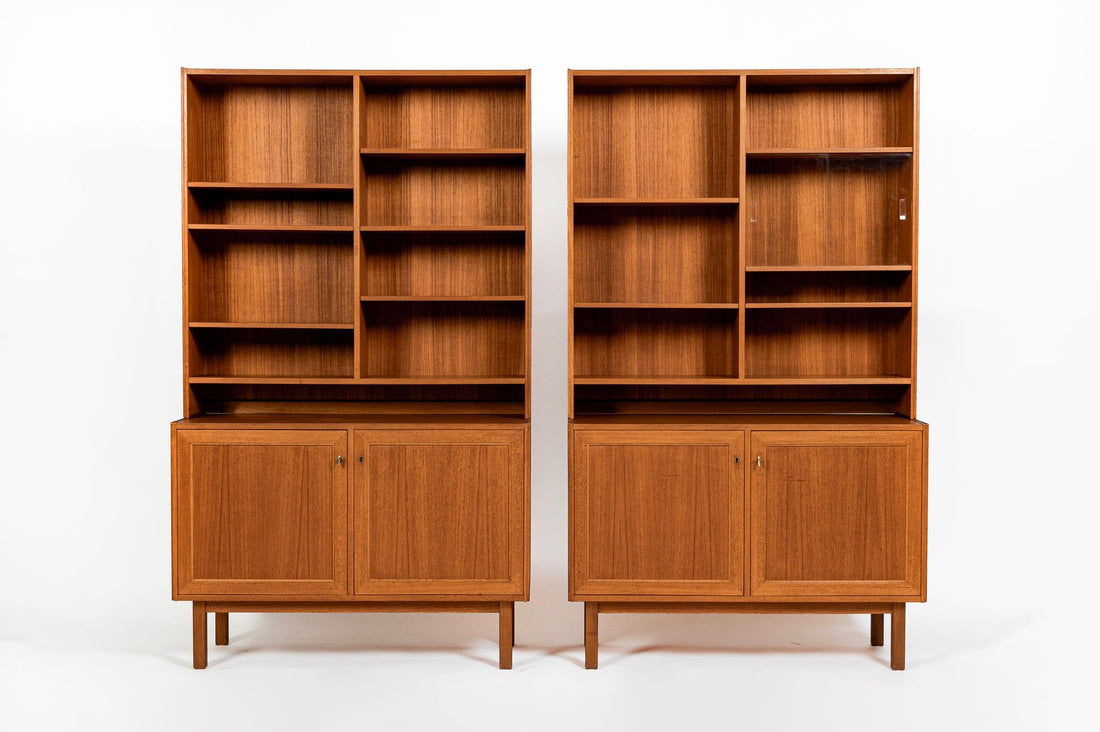 Pair Mid-Century Swedish Modern Teak Bookcase Cabinets, 1960s