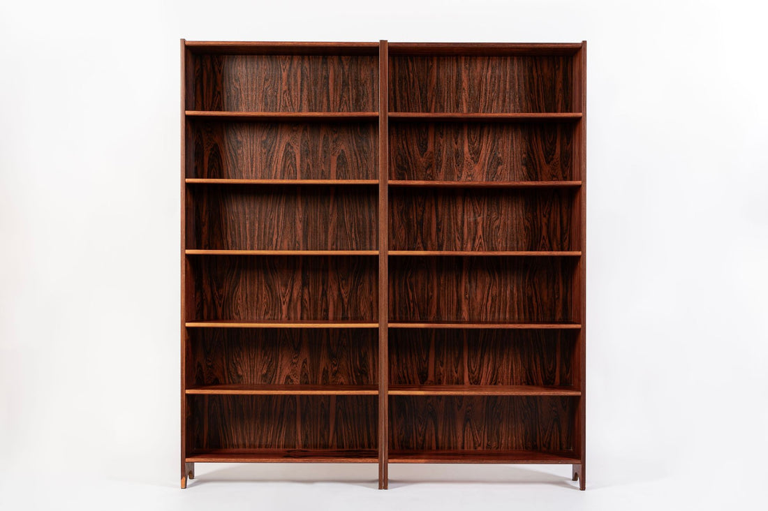 Pair of Mid Century Scandinavian Modern Tall Rosewood Bookcases