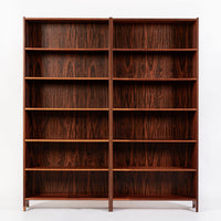 Pair of Mid Century Scandinavian Modern Tall Rosewood Bookcases