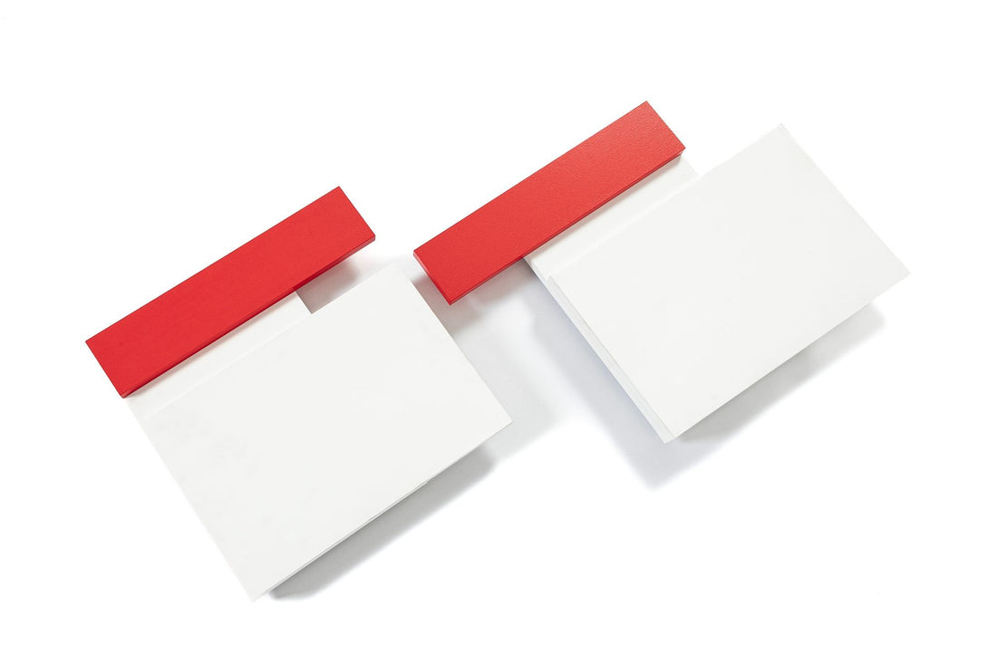 Contemporary Geometric Abstract Art Wall Reliefs by Thomas Vinson White–White–Red, 2004