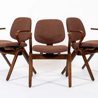 Mid Century Brown Plywood Arm Chairs by Joe Atkinson for Thonet