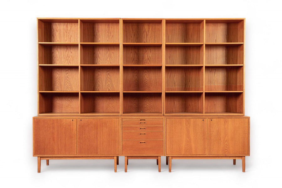 Large Mid Century Danish Teak Wood Bookshelf Wall Unit System