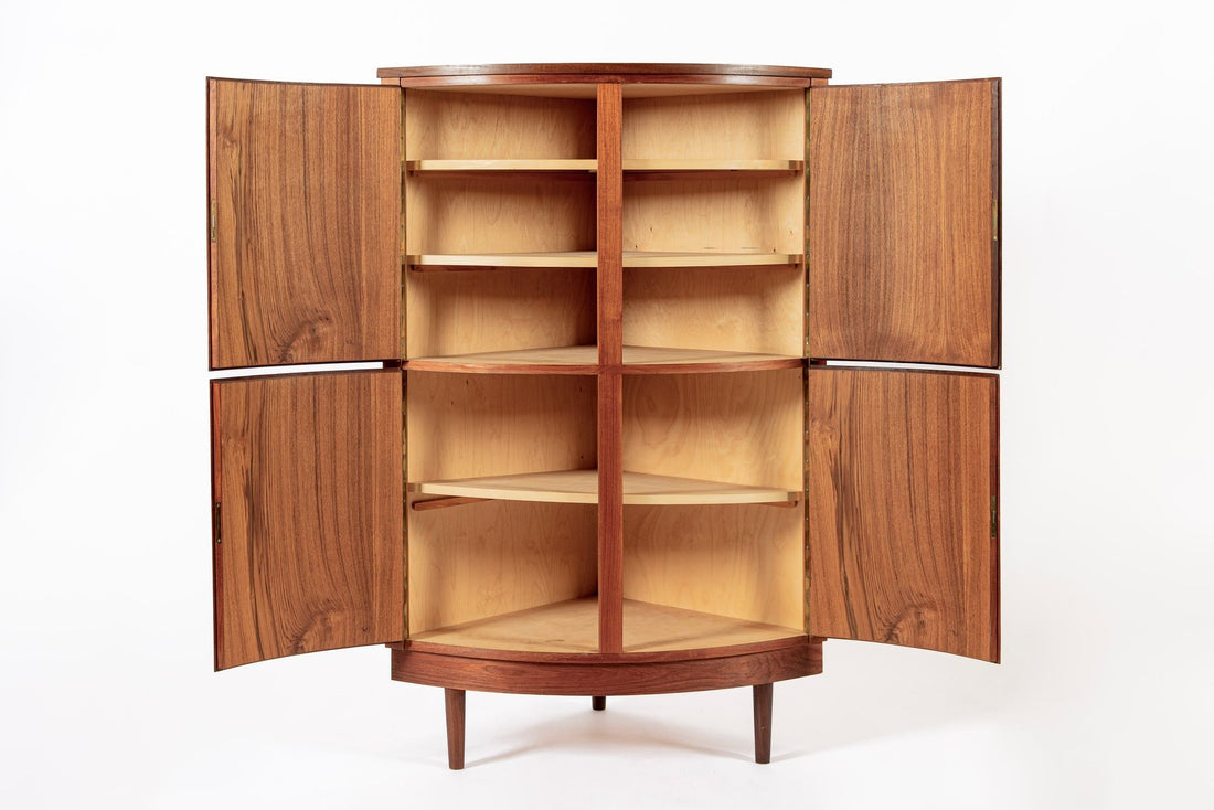 Mid Century Danish Modern Teak Wood Corner Cabinet 1960s