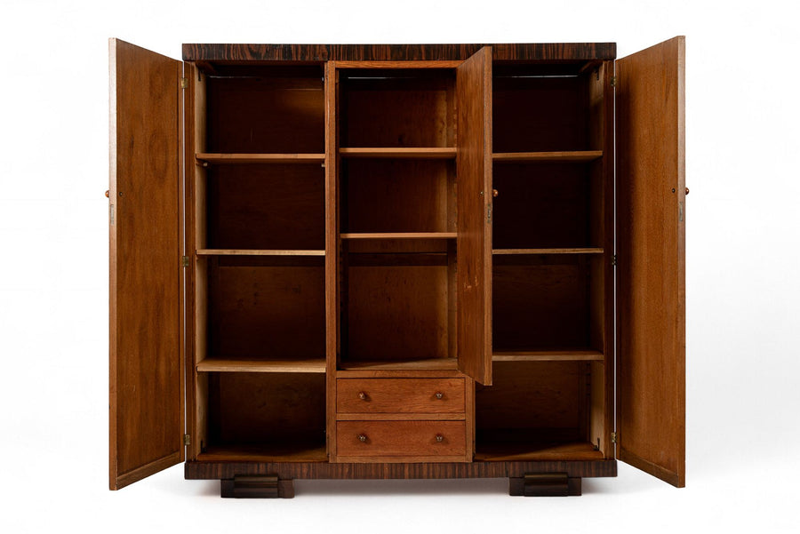 Antique German Art Deco Armoire Wardrobe Cabinet 1930s