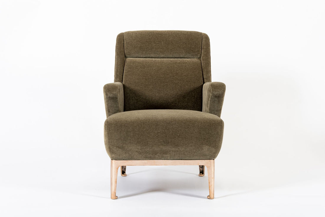 Restored 1940s Art Deco Lounge Chair Mink Mohair, Matching Sofa Available