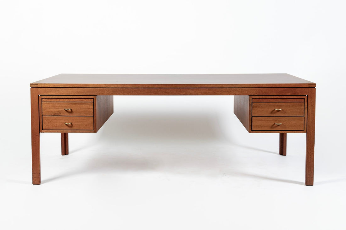 Danish Mahogany Executive Desk by Søborg Møbler, Mid Century Modern Desk, 2 Matching Avail