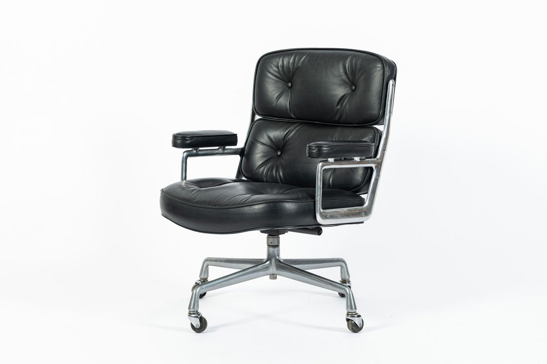 Eames Time Life Executive Lobby Chair Herman Miller Black Leather Office Chair