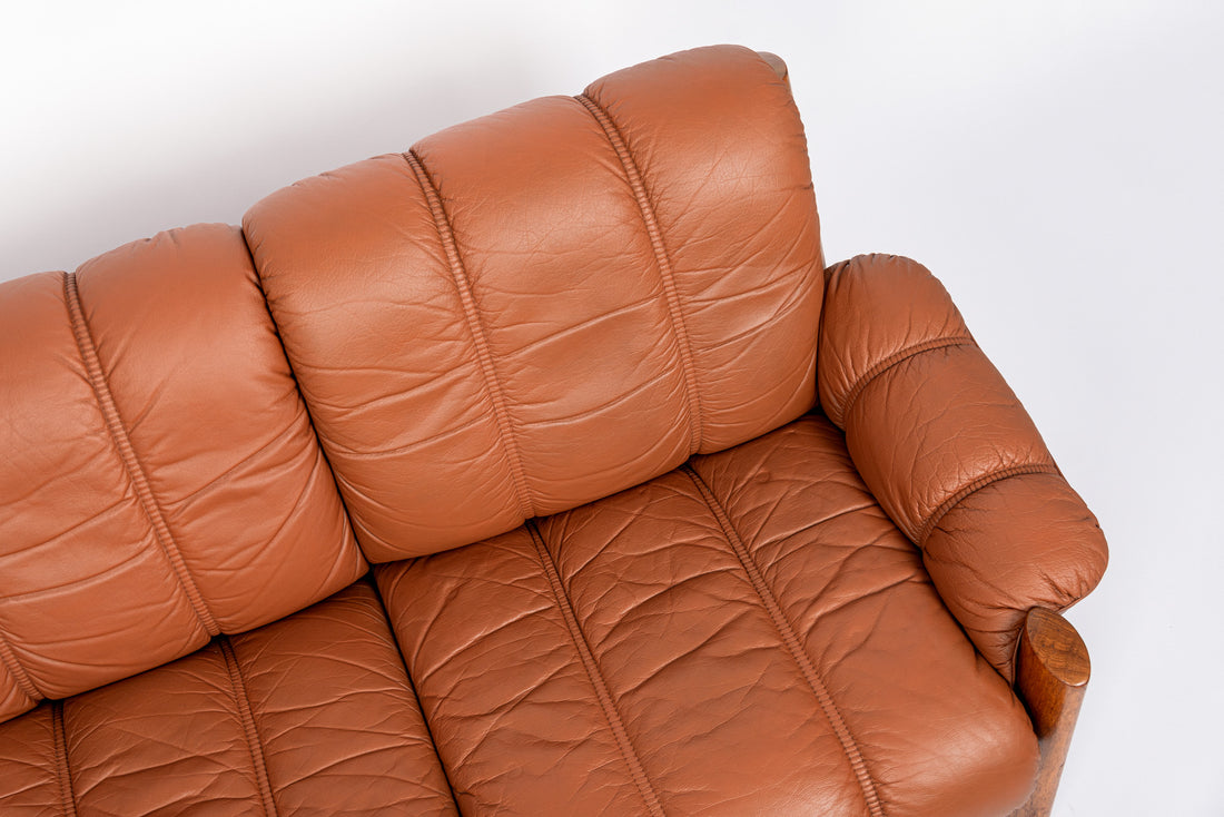 Mid Century Norwegian Brown Leather Sofa by Ekornes, 1970s