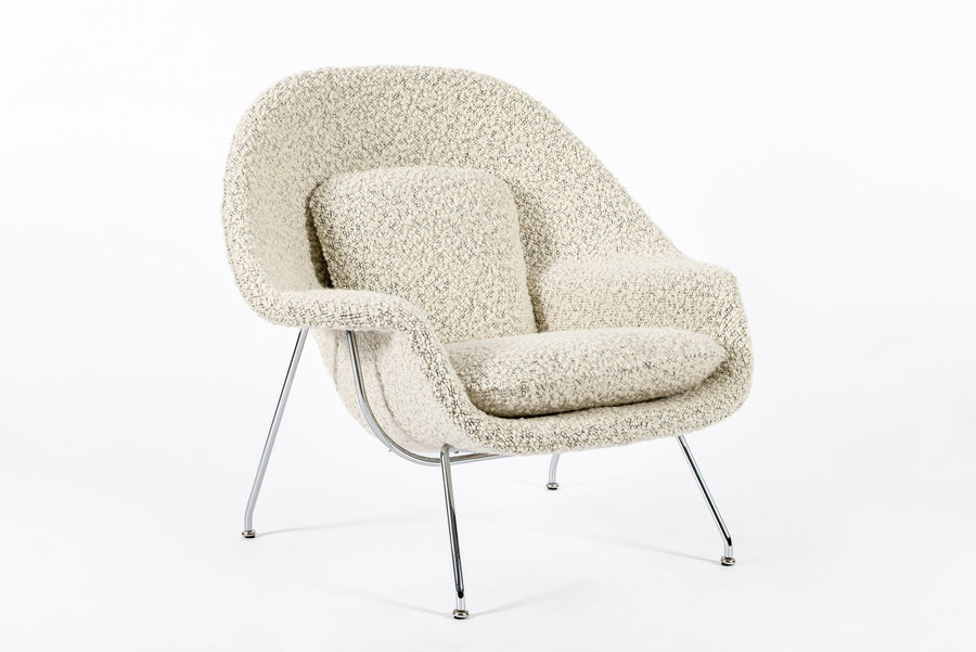 Early Restored Mid Century Ivory Wool Womb Chair by Saarinen for Knoll, Multiples/Custom Avail