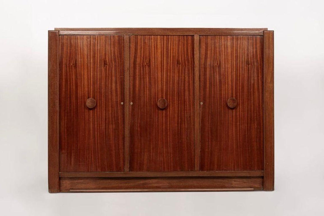 Antique French Art Deco Mahogany Sideboard Cabinet by Andre Sornay