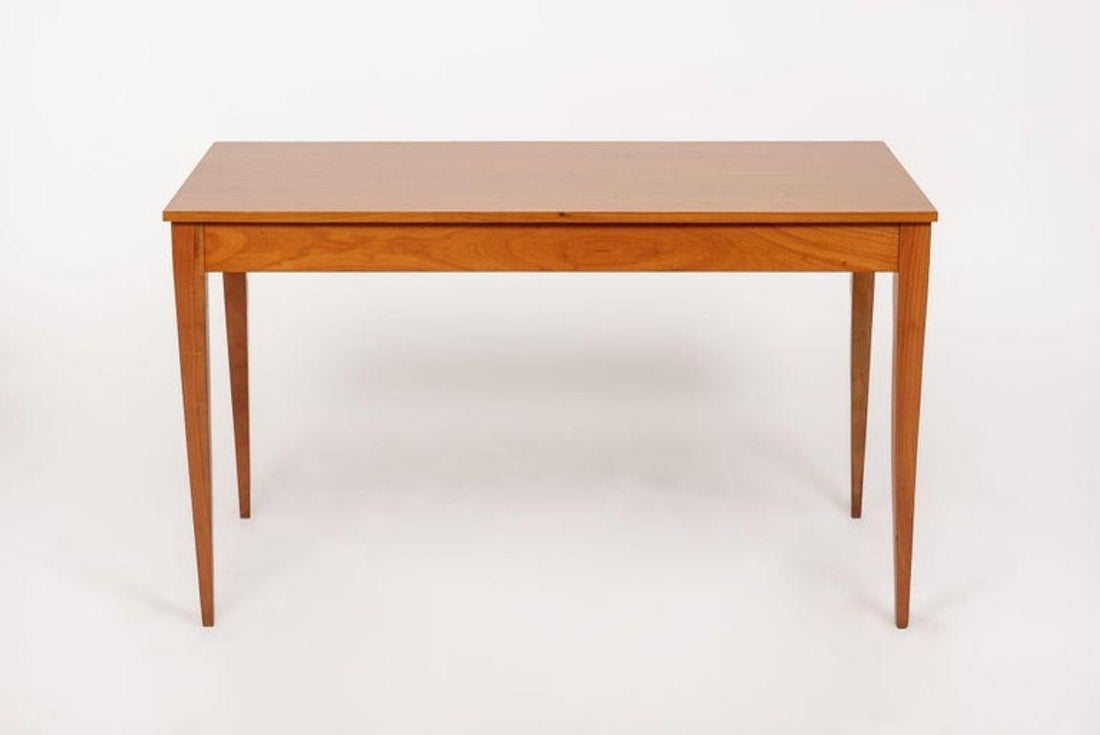 Antique French Art Deco Cherry Wood Writing Desk Table by Jacques Quinet
