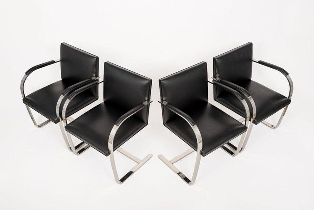 Mid Century Black Brno Chairs by Mies van der Rohe for Knoll Set of 4