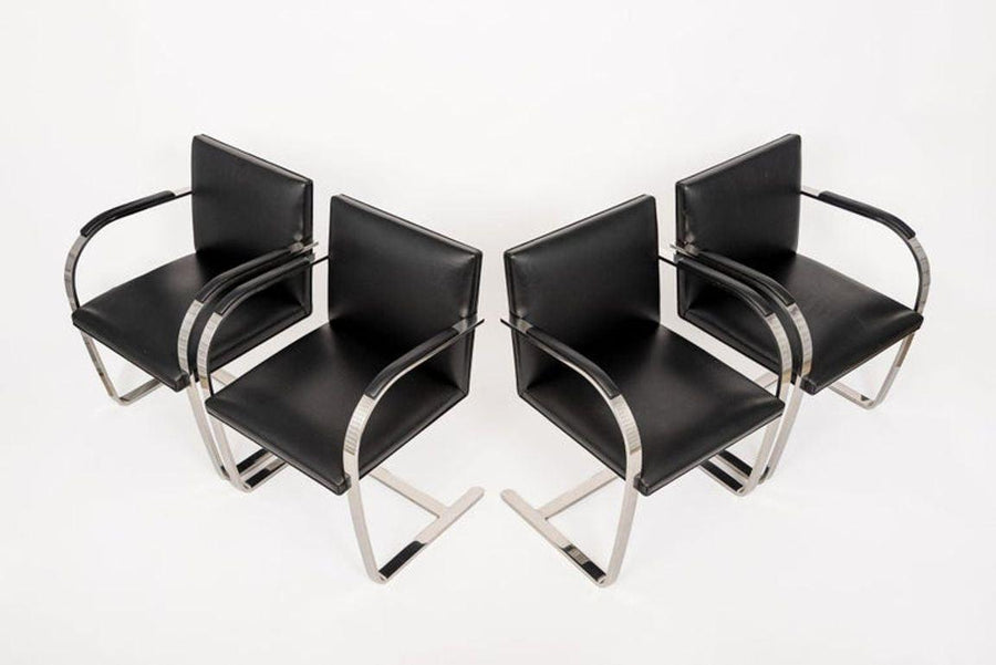 Mid Century Black Brno Chairs by Mies van der Rohe for Knoll Set of 4