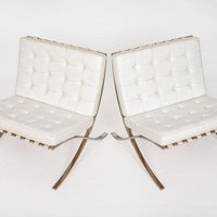 Mid Century White Barcelona Chairs by Mies van der Rohe for Knoll, 1970s