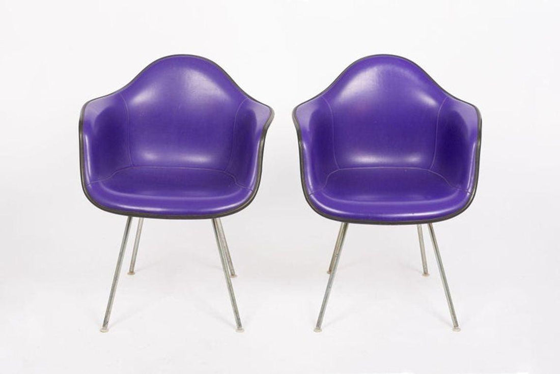 Mid Century Purple DAX Lounge Chairs by Eames for Herman Miller, 1960s