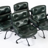 Time Life Green Leather Office Chairs by Eames for Herman Miller, 1996 Set of 4