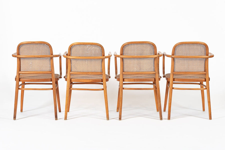 Vintage Bent Wood & Wicker Cafe Chairs by Josef Hoffman for Ligna