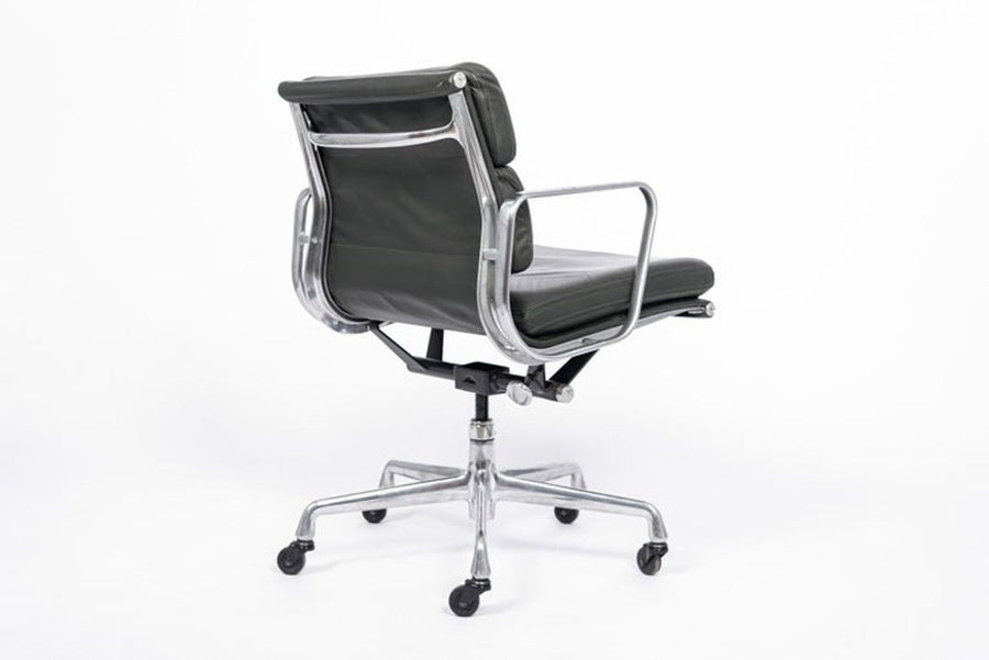 Dark Gray Leather Office Chair by Eames for Herman Miller Aluminum Group