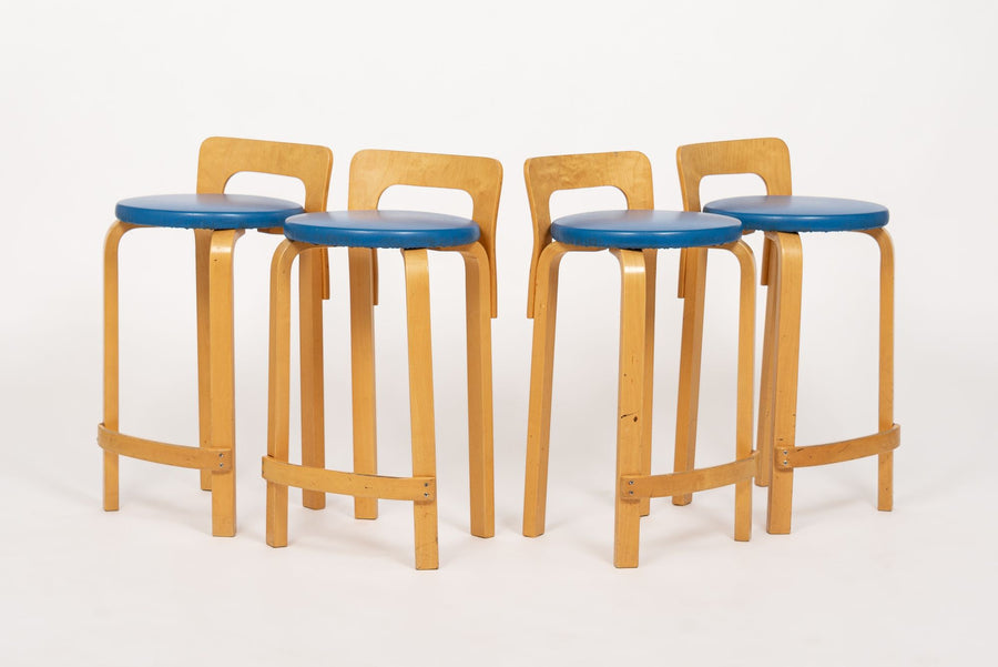 Mid Century Finnish Birch Wood K65 Stools by Alvar Aalto for Artek