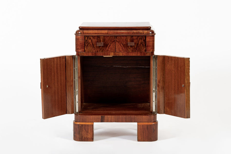 Antique Art Deco Small Wood Side Cabinet or Nightstand 1940s
