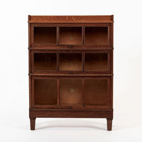 Antique American Three Shelf Barrister Bookcase Cabinet in Tiger Oak